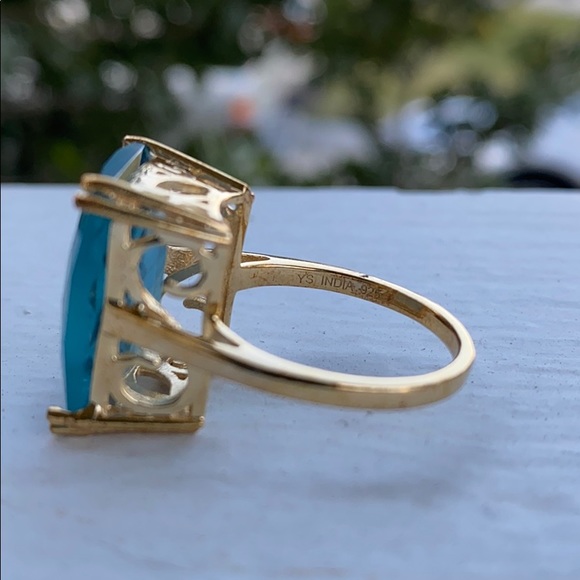 Emerald Cut Fluorite Gold Plated Ring - Picture 4 of 16
